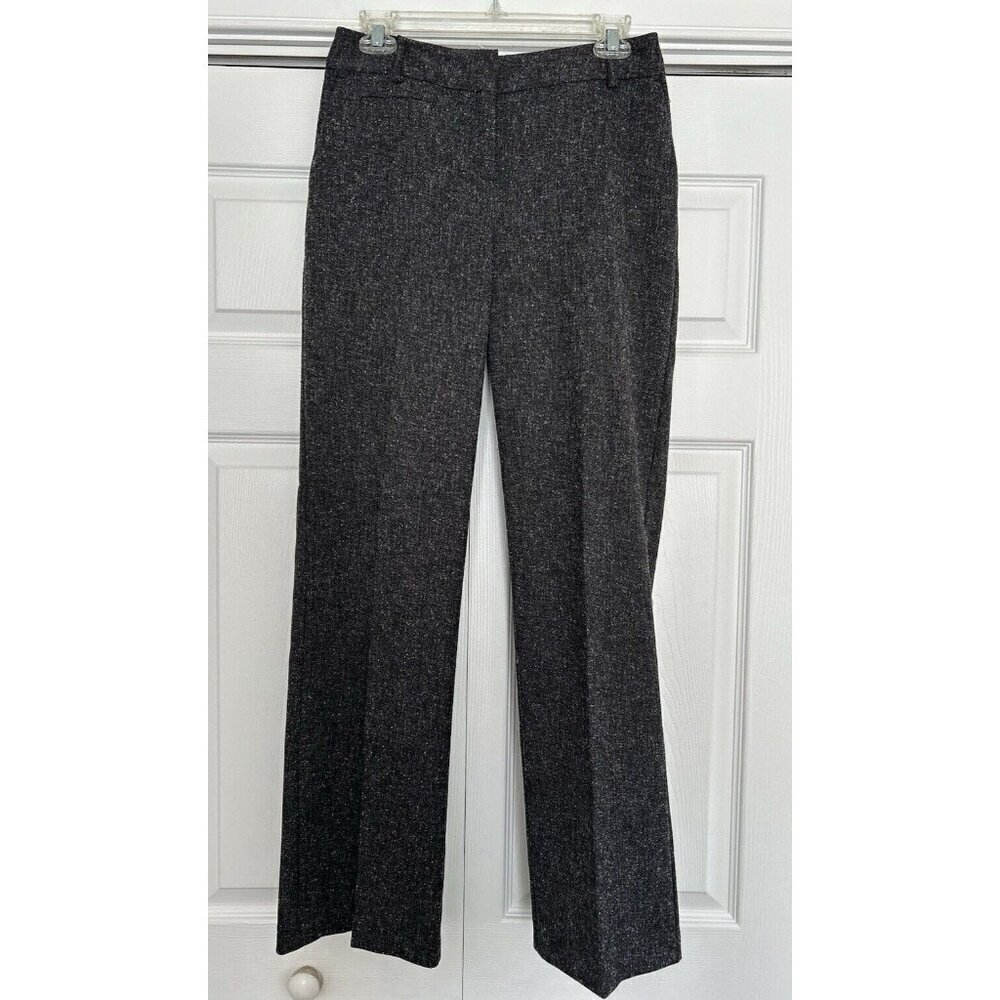 Van Heusen Studio Womens Stretch Dark Gray Tweed Straight Leg Dress Pants 2R